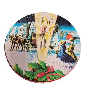Festive Holiday Tin with Vintage Scene